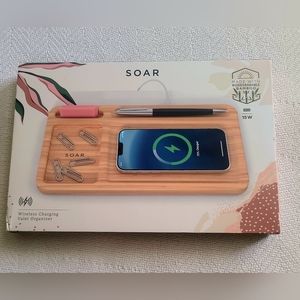 Soar Bamboo Wireless Charging Valet Organizer BNIB
